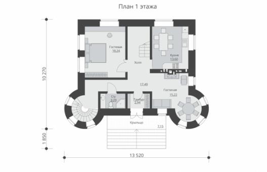 Проект трехэтажного жилого дома с чердаком, лоджией и террасами